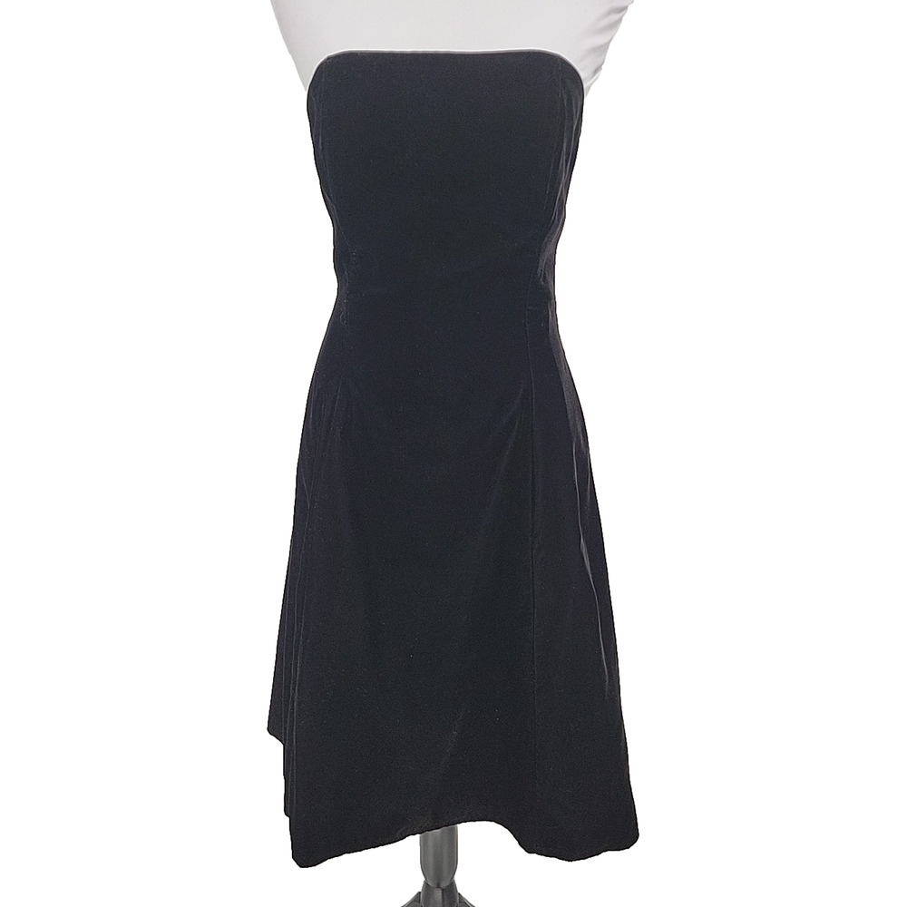 Vintage Strapless Velvet Midi Dress Scott McClintock Old Hollywood 90s Size 10